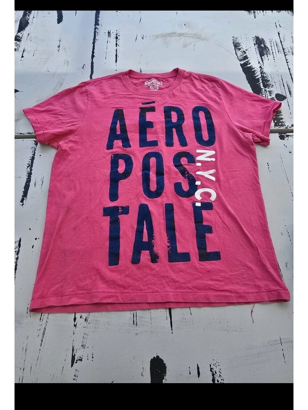 Aeropostale T Shirt Mens XL Pink Graphic Tee Aero NYC Block Letter Short Sleeve